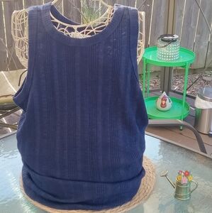 NWOT Maurices Highline Solid Ribbed Tank Top, Navy, L